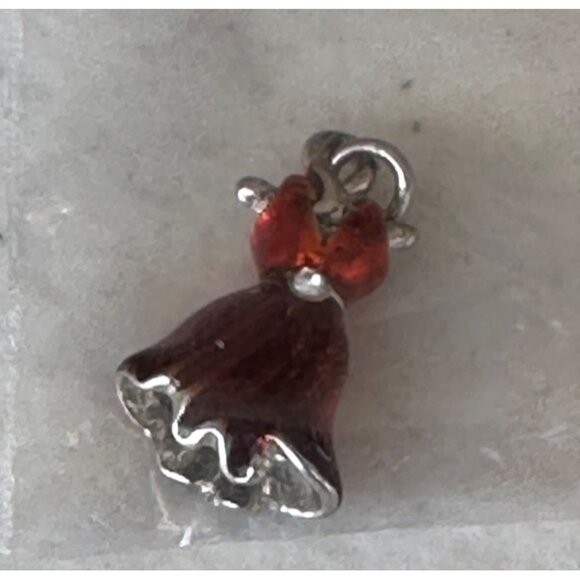 Red Necklace Charm Women's Sundress w/Silver Stone Size Small - Picture 3 of 5